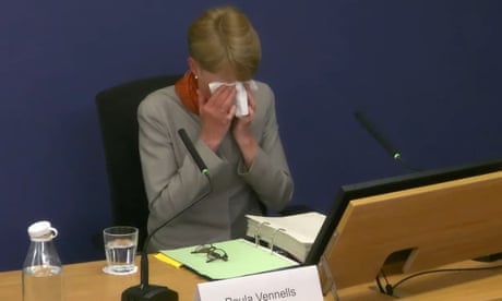 Paula Vennells cries and denies conspiracy as she is confronted at Post Office inquiry – live