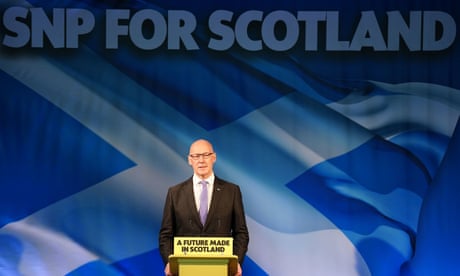 John Swinney attacks Labour over Brexit and two-child benefit cap as he launches SNP manifesto – live